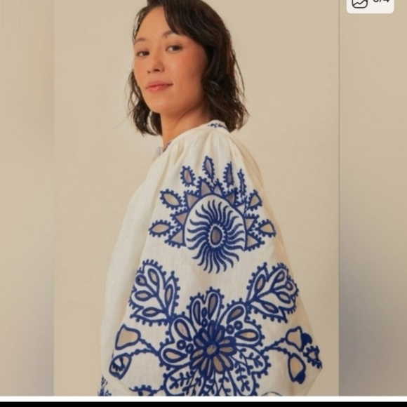 Farm Rio White Richelieu Linen Minidress - Picture 3 of 4